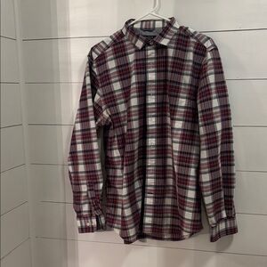 Nautica Men's Red, White, Navy and Gray Plaid Shirt